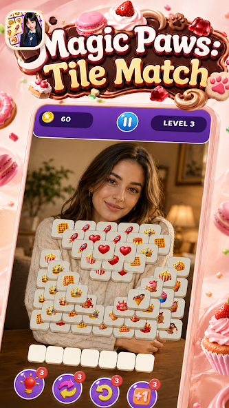 A Magic Paws level with dessert tiles